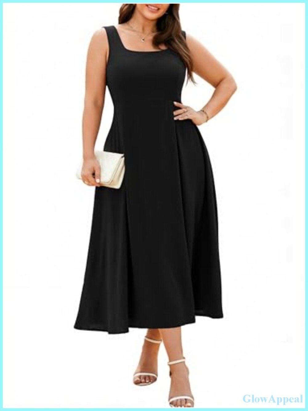 Plus Size Sleeveless Maxi Dress with Pockets Smocked Back